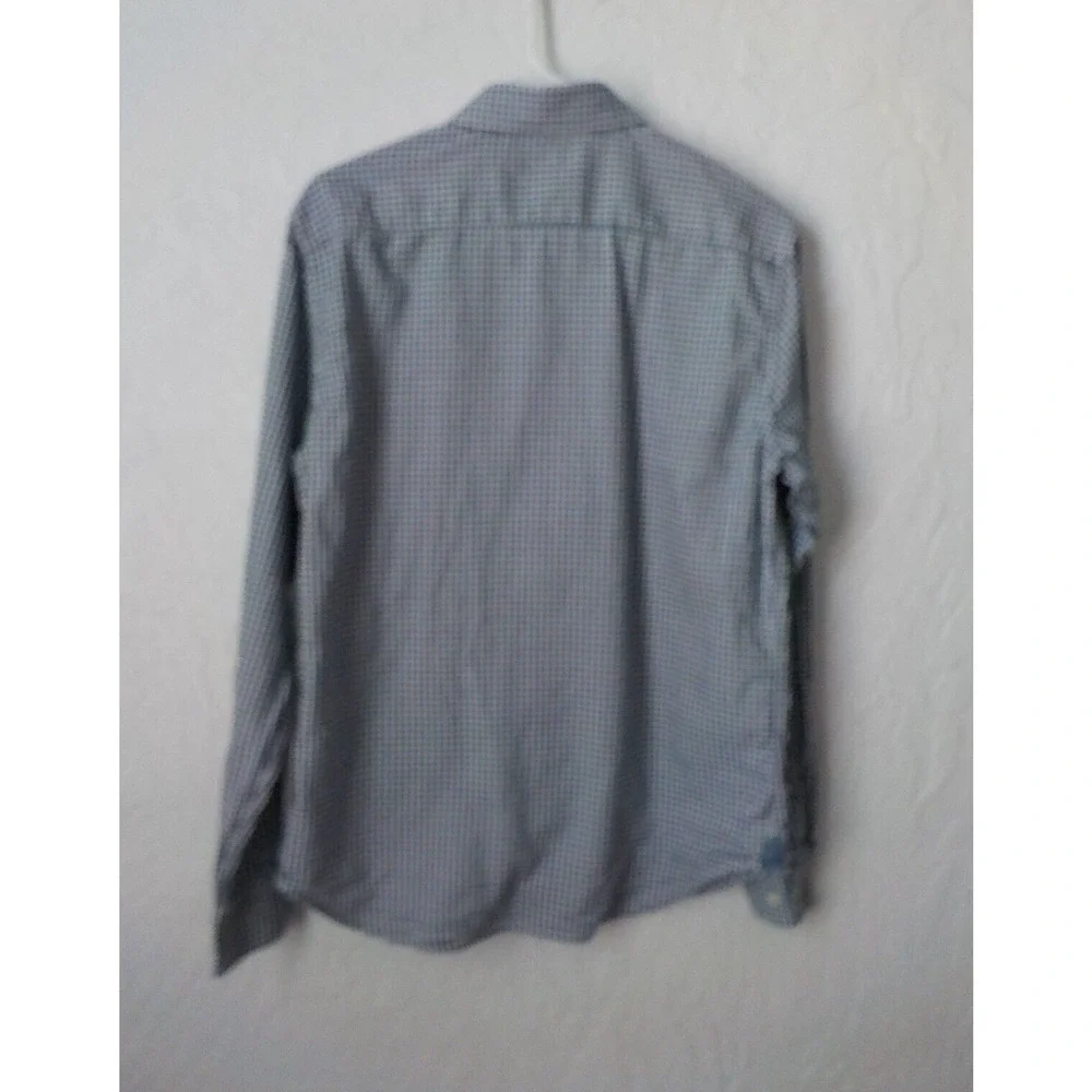 Banana Republic Untucked Blue Plaid Shirt Men Size Medium Button Up Long Sleeve